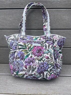 Vera Bradley Glenna Satchel Purse Bag Lavender Meadow rare